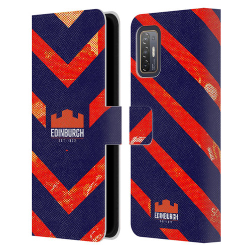 Edinburgh Rugby Graphic Art Orange Pattern Leather Book Wallet Case Cover For HTC Desire 21 Pro 5G