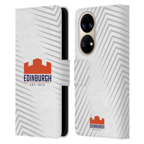 Edinburgh Rugby Graphic Art White Logo Leather Book Wallet Case Cover For Huawei P50