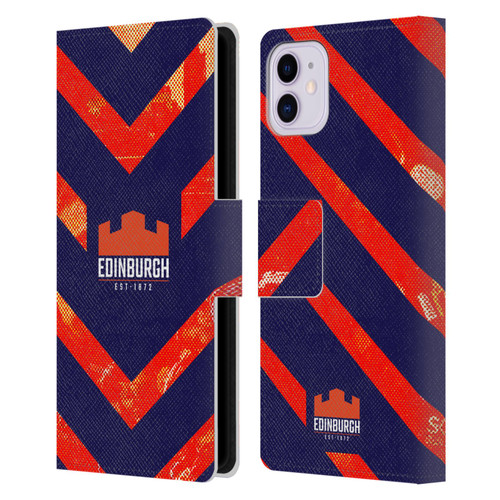Edinburgh Rugby Graphic Art Orange Pattern Leather Book Wallet Case Cover For Apple iPhone 11