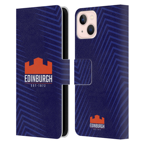 Edinburgh Rugby Graphic Art Blue Logo Leather Book Wallet Case Cover For Apple iPhone 13