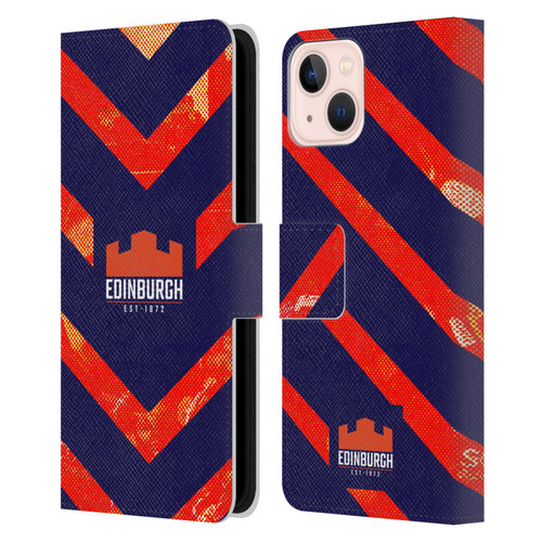 Edinburgh Rugby Graphic Art Orange Pattern Leather Book Wallet Case Cover For Apple iPhone 13