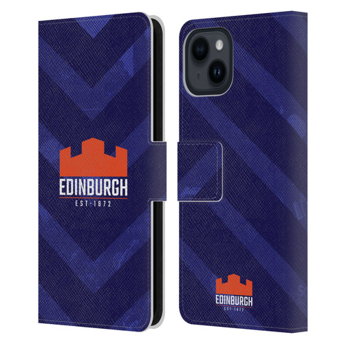 Edinburgh Rugby Graphic Art Blue Pattern Leather Book Wallet Case Cover For Apple iPhone 15