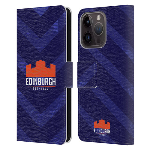 Edinburgh Rugby Graphic Art Blue Pattern Leather Book Wallet Case Cover For Apple iPhone 15 Pro