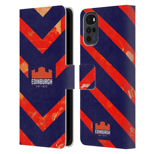 Edinburgh Rugby Graphic Art Orange Pattern Leather Book Wallet Case Cover For Motorola Moto G22