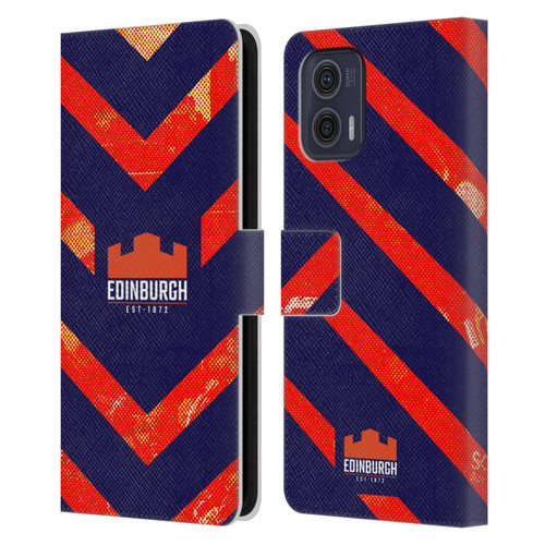 Edinburgh Rugby Graphic Art Orange Pattern Leather Book Wallet Case Cover For Motorola Moto G73 5G