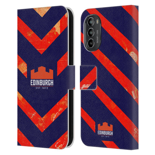 Edinburgh Rugby Graphic Art Orange Pattern Leather Book Wallet Case Cover For Motorola Moto G82 5G