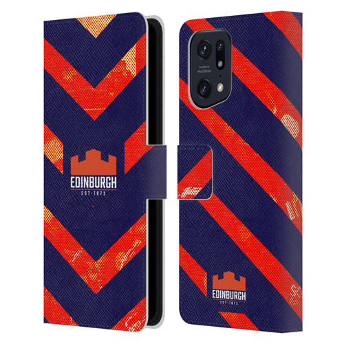 Edinburgh Rugby Graphic Art Orange Pattern Leather Book Wallet Case Cover For OPPO Find X5