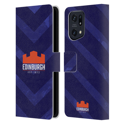 Edinburgh Rugby Graphic Art Blue Pattern Leather Book Wallet Case Cover For OPPO Find X5 Pro