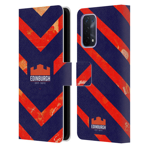 Edinburgh Rugby Graphic Art Orange Pattern Leather Book Wallet Case Cover For OPPO A54 5G