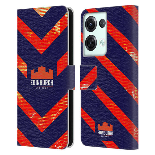 Edinburgh Rugby Graphic Art Orange Pattern Leather Book Wallet Case Cover For OPPO Reno8 Pro