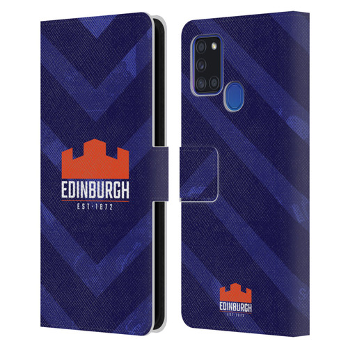 Edinburgh Rugby Graphic Art Blue Pattern Leather Book Wallet Case Cover For Samsung Galaxy A21s (2020)