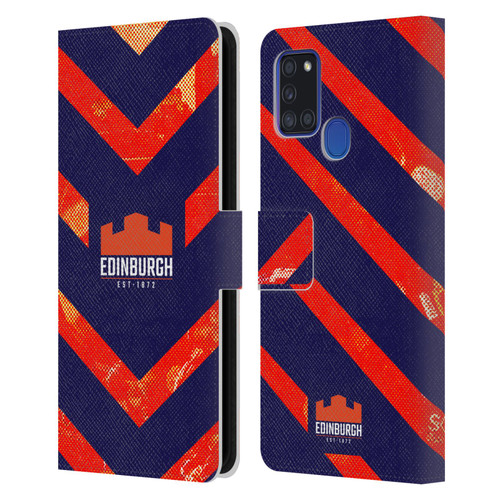 Edinburgh Rugby Graphic Art Orange Pattern Leather Book Wallet Case Cover For Samsung Galaxy A21s (2020)