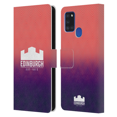 Edinburgh Rugby Graphic Art Training Leather Book Wallet Case Cover For Samsung Galaxy A21s (2020)