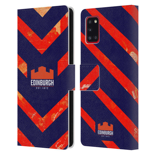 Edinburgh Rugby Graphic Art Orange Pattern Leather Book Wallet Case Cover For Samsung Galaxy A31 (2020)