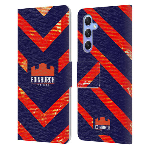 Edinburgh Rugby Graphic Art Orange Pattern Leather Book Wallet Case Cover For Samsung Galaxy A34 5G