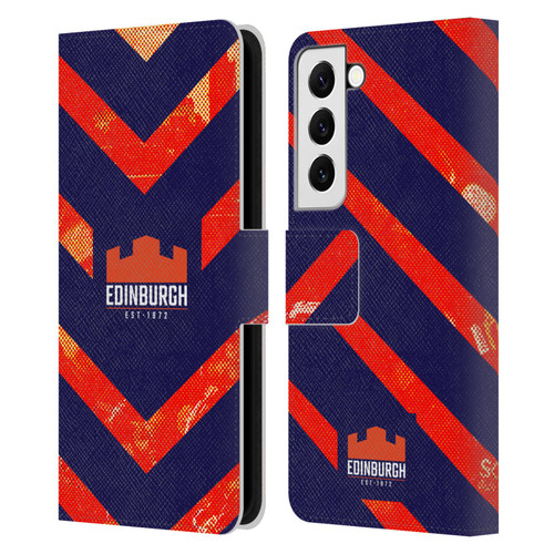 Edinburgh Rugby Graphic Art Orange Pattern Leather Book Wallet Case Cover For Samsung Galaxy S22 5G