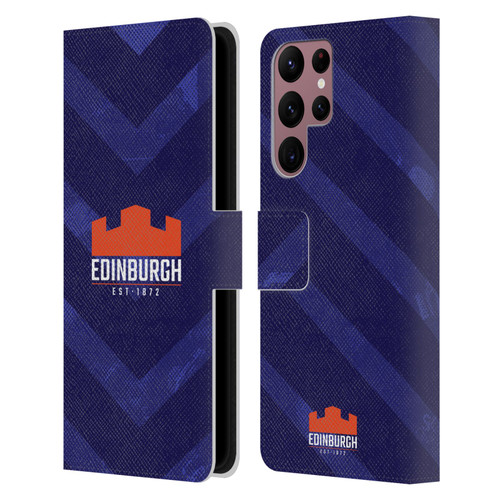 Edinburgh Rugby Graphic Art Blue Pattern Leather Book Wallet Case Cover For Samsung Galaxy S22 Ultra 5G