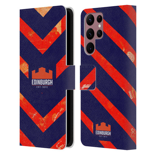 Edinburgh Rugby Graphic Art Orange Pattern Leather Book Wallet Case Cover For Samsung Galaxy S22 Ultra 5G