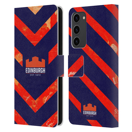 Edinburgh Rugby Graphic Art Orange Pattern Leather Book Wallet Case Cover For Samsung Galaxy S23+ 5G