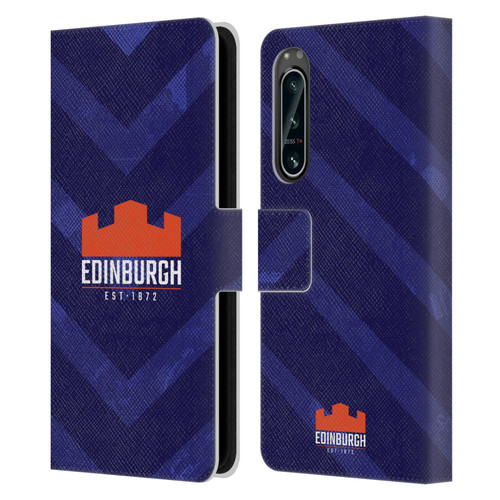 Edinburgh Rugby Graphic Art Blue Pattern Leather Book Wallet Case Cover For Sony Xperia 5 IV