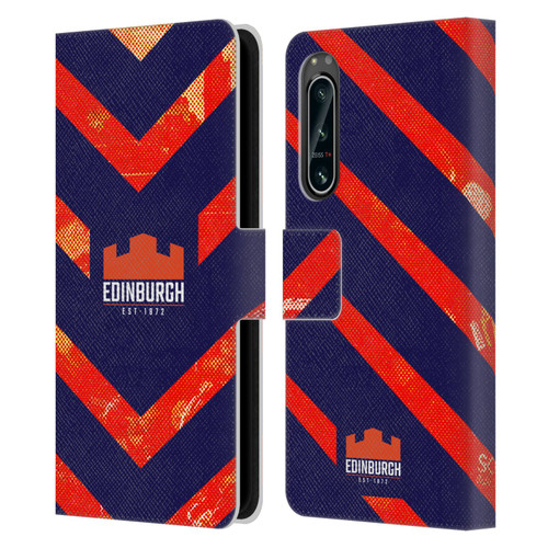 Edinburgh Rugby Graphic Art Orange Pattern Leather Book Wallet Case Cover For Sony Xperia 5 IV