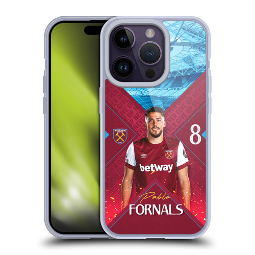West Ham United FC 2023/24 First Team Pablo Fornals Soft Gel Case for Apple iPhone 14 Pro