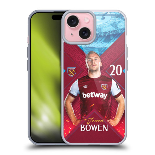 West Ham United FC 2023/24 First Team Jarrod Bowen Soft Gel Case for Apple iPhone 15