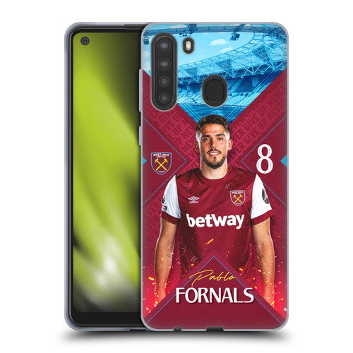 West Ham United FC 2023/24 First Team Pablo Fornals Soft Gel Case for Samsung Galaxy A21 (2020)
