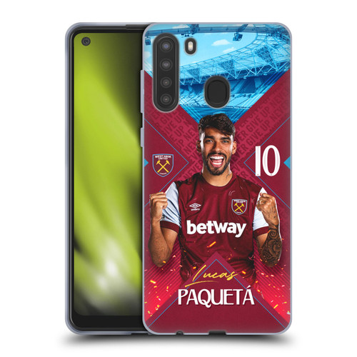 West Ham United FC 2023/24 First Team Lucas Paquetá Soft Gel Case for Samsung Galaxy A21 (2020)