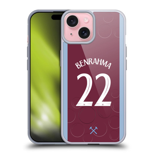 West Ham United FC 2023/24 Players Home Kit Saïd Benrahma Soft Gel Case for Apple iPhone 15