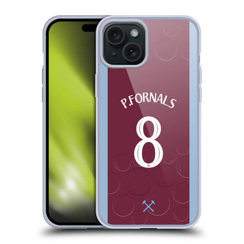 West Ham United FC 2023/24 Players Home Kit Pablo Fornals Soft Gel Case for Apple iPhone 15 Plus