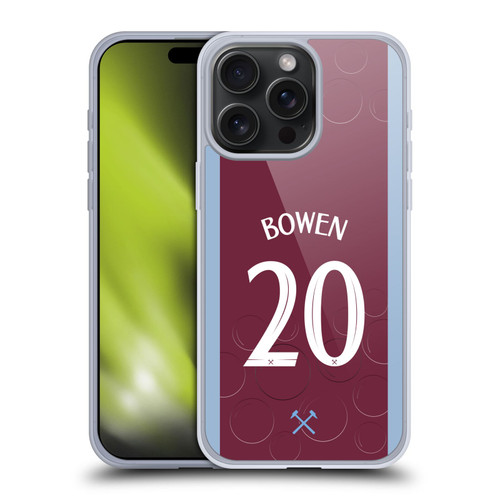 West Ham United FC 2023/24 Players Home Kit Jarrod Bowen Soft Gel Case for Apple iPhone 15 Pro Max