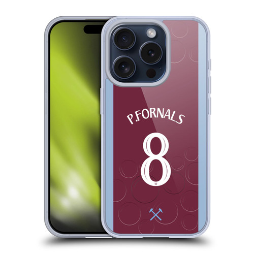 West Ham United FC 2023/24 Players Home Kit Pablo Fornals Soft Gel Case for Apple iPhone 15 Pro