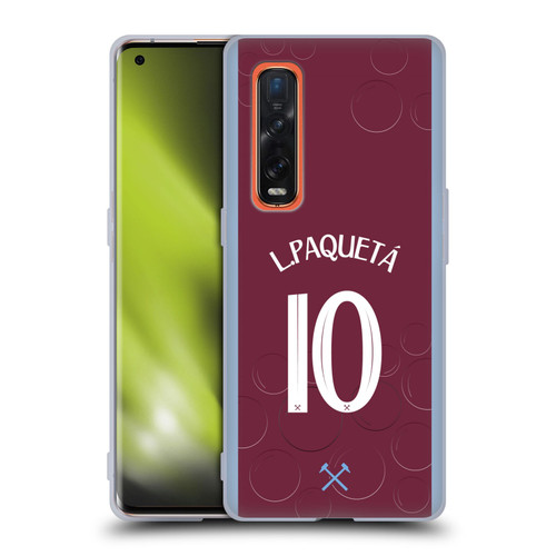 West Ham United FC 2023/24 Players Home Kit Lucas Paquetá Soft Gel Case for OPPO Find X2 Pro 5G