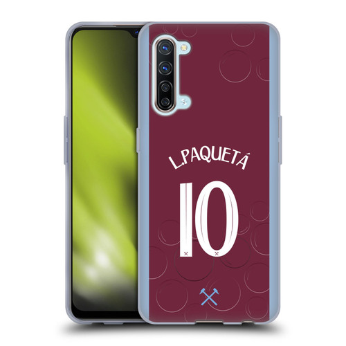 West Ham United FC 2023/24 Players Home Kit Lucas Paquetá Soft Gel Case for OPPO Find X2 Lite 5G