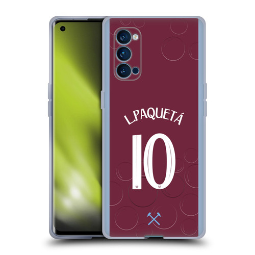 West Ham United FC 2023/24 Players Home Kit Lucas Paquetá Soft Gel Case for OPPO Reno 4 Pro 5G