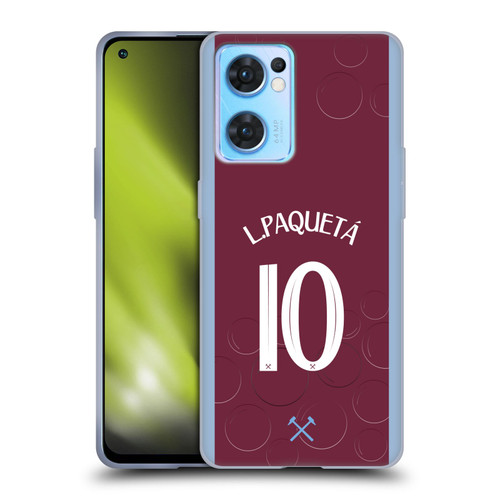 West Ham United FC 2023/24 Players Home Kit Lucas Paquetá Soft Gel Case for OPPO Reno7 5G / Find X5 Lite
