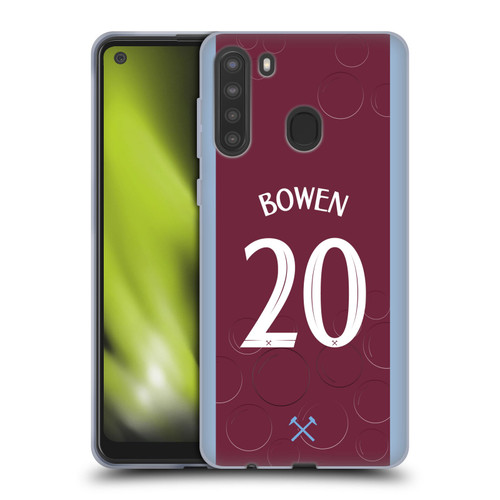 West Ham United FC 2023/24 Players Home Kit Jarrod Bowen Soft Gel Case for Samsung Galaxy A21 (2020)