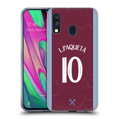 West Ham United FC 2023/24 Players Home Kit Lucas Paquetá Soft Gel Case for Samsung Galaxy A40 (2019)