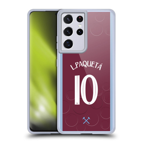West Ham United FC 2023/24 Players Home Kit Lucas Paquetá Soft Gel Case for Samsung Galaxy S21 Ultra 5G