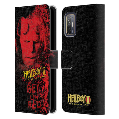 Hellboy II Graphics Bet On Red Leather Book Wallet Case Cover For HTC Desire 21 Pro 5G