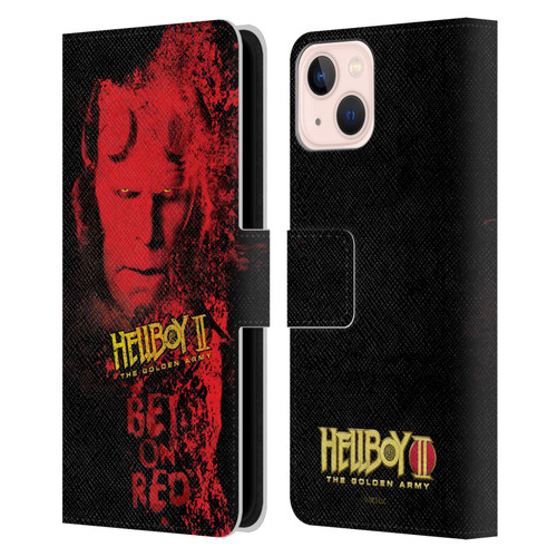Hellboy II Graphics Bet On Red Leather Book Wallet Case Cover For Apple iPhone 13