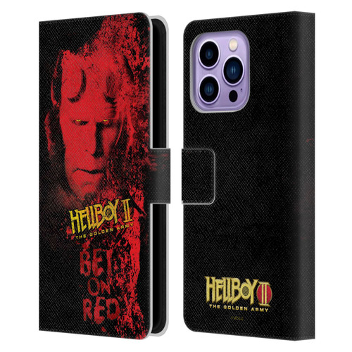 Hellboy II Graphics Bet On Red Leather Book Wallet Case Cover For Apple iPhone 14 Pro Max