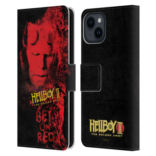 Hellboy II Graphics Bet On Red Leather Book Wallet Case Cover For Apple iPhone 15