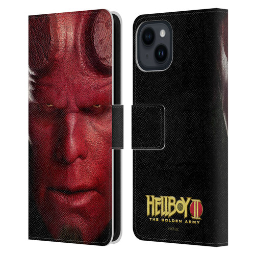 Hellboy II Graphics Face Portrait Leather Book Wallet Case Cover For Apple iPhone 15