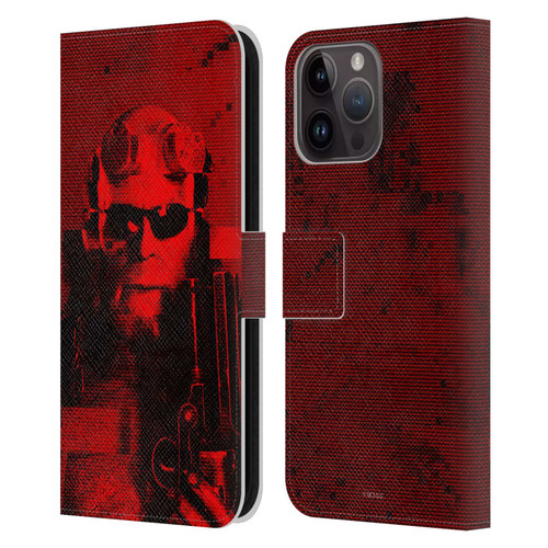 Hellboy II Graphics Portrait Sunglasses Leather Book Wallet Case Cover For Apple iPhone 15 Pro Max