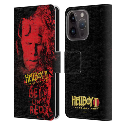 Hellboy II Graphics Bet On Red Leather Book Wallet Case Cover For Apple iPhone 15 Pro