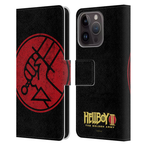 Hellboy II Graphics BPRD Distressed Leather Book Wallet Case Cover For Apple iPhone 15 Pro