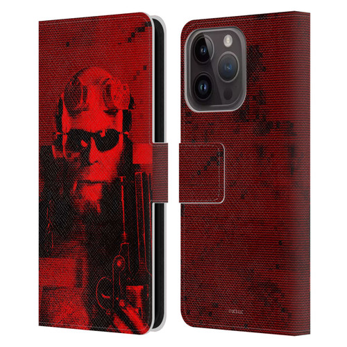 Hellboy II Graphics Portrait Sunglasses Leather Book Wallet Case Cover For Apple iPhone 15 Pro