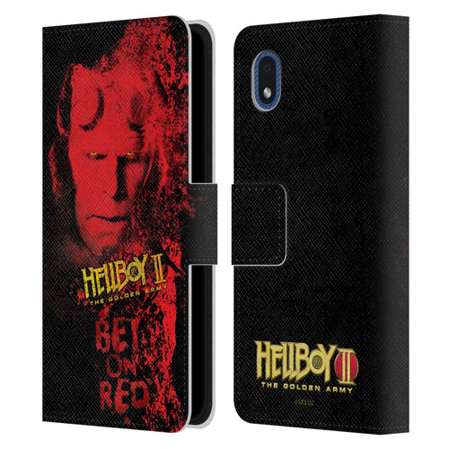 Hellboy II Graphics Bet On Red Leather Book Wallet Case Cover For Samsung Galaxy A01 Core (2020)